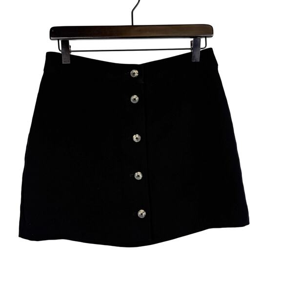Wilfred Aritzia Button Front Mini Skirt Black Dressy Polyester - 8 - Picture 1 of 9